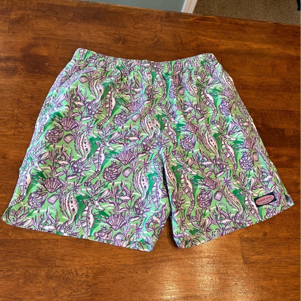 Vineyard Vines Green & Purple Shell Print Men’s Swim Trunks